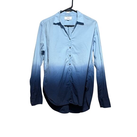 XiRENA Tops - Xirena Beau Ombre Dip Dye Button Down Shirt XS Blue Grey Cotton Coastal
